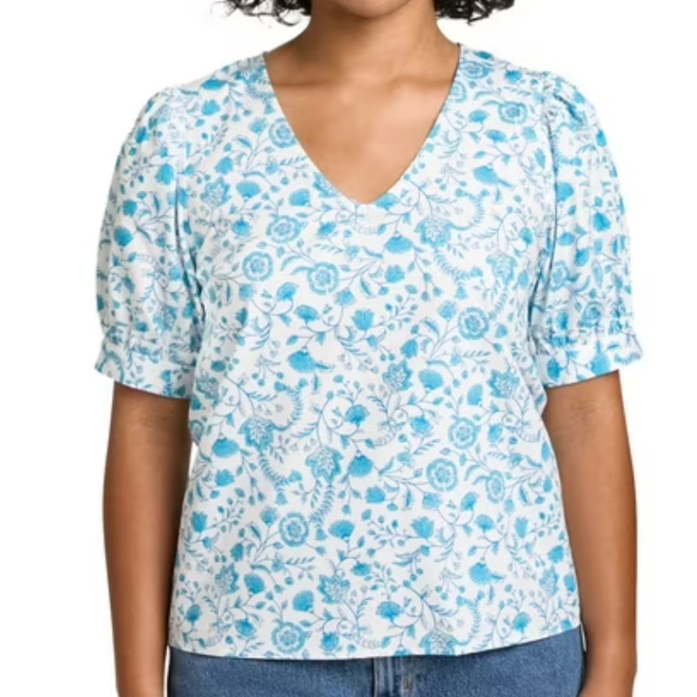 Draper James blue and white top large